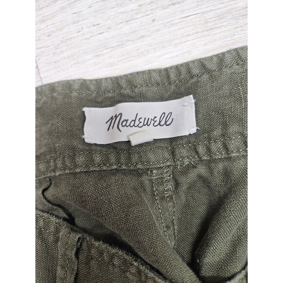 Madewell Womens Green High Rise Shorts Size 2 Pleated Linen Pockets - Picture 6 of 7